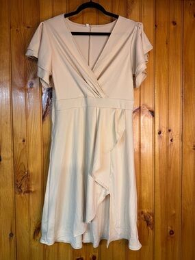 Kohl's Cream Wrap-Style Midi Dress with Ruffle Detail